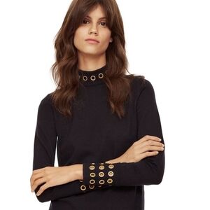 Tory Burch Navy Grommet Detail Sweater Merino Wool Size Small